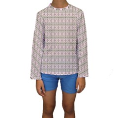 A Pink And Brown Pattern On A White Background Kids  Long Sleeve Swimwear