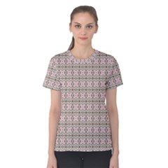 A Pink And Brown Pattern On A White Background Women s Cotton T-shirt