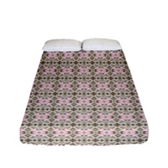 A Pink And Brown Pattern On A White Background Fitted Sheet (full/ Double Size)