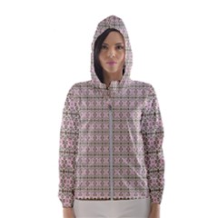 A Pink And Brown Pattern On A White Background Women s Hooded Windbreaker