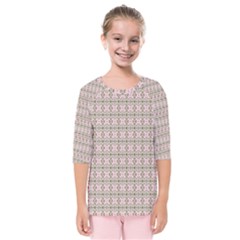 A Pink And Brown Pattern On A White Background Kids  Quarter Sleeve Raglan T-shirt