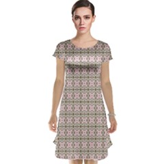 A Pink And Brown Pattern On A White Background Cap Sleeve Nightdress