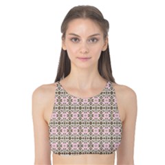 A Pink And Brown Pattern On A White Background Tank Bikini Top