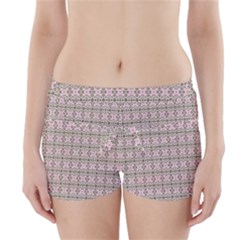 A Pink And Brown Pattern On A White Background Boyleg Bikini Wrap Bottoms