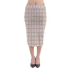 A Pink And Brown Pattern On A White Background Midi Pencil Skirt