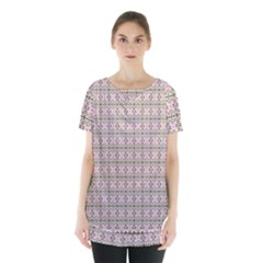 A Pink And Brown Pattern On A White Background Skirt Hem Sports Top