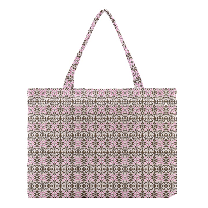 A Pink And Brown Pattern On A White Background Medium Tote Bag