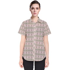 A Pink And Brown Pattern On A White Background Women s Short Sleeve Shirt