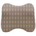 A Pink And Brown Pattern On A White Background Velour Head Support Cushion View1