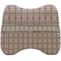 A Pink And Brown Pattern On A White Background Velour Head Support Cushion View2