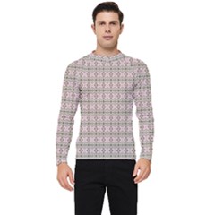 A Pink And Brown Pattern On A White Background Men s Long Sleeve Rash Guard