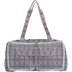 A Pink And Brown Pattern On A White Background Multi Function Bag