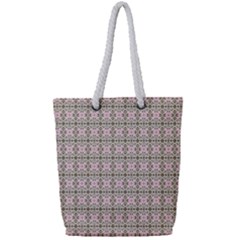 A Pink And Brown Pattern On A White Background Full Print Rope Handle Tote (small)