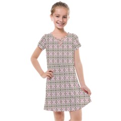 A Pink And Brown Pattern On A White Background Kids  Cross Web Dress