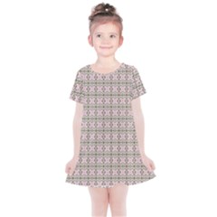 A Pink And Brown Pattern On A White Background Kids  Simple Cotton Dress