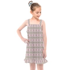 A Pink And Brown Pattern On A White Background Kids  Overall Dress