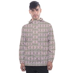 A Pink And Brown Pattern On A White Background Men s Front Pocket Pullover Windbreaker