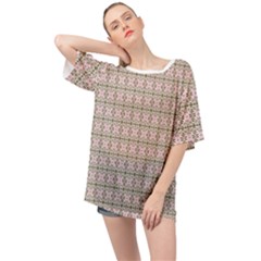 A Pink And Brown Pattern On A White Background Oversized Chiffon Top