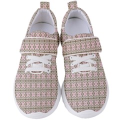 A Pink And Brown Pattern On A White Background Women s Velcro Strap Shoes