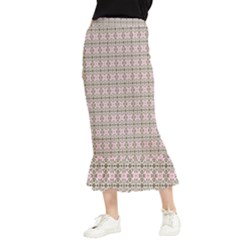 A Pink And Brown Pattern On A White Background Maxi Fishtail Chiffon Skirt by catchydesignhill