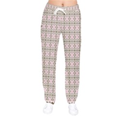 A Pink And Brown Pattern On A White Background Women Velvet Drawstring Pants