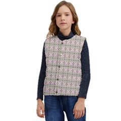 A Pink And Brown Pattern On A White Background Kid s Button Up Puffer Vest	