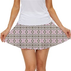 A Pink And Brown Pattern On A White Background Women s Skort