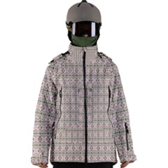 A Pink And Brown Pattern On A White Background Men s Zip Ski And Snowboard Waterproof Breathable Jacket