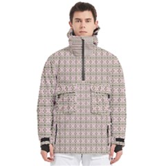 A Pink And Brown Pattern On A White Background Men s Pullover Zip Ski And Snowboard Waterproof Breathable Jacket