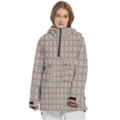 A Pink And Brown Pattern On A White Background Women s Pullover Zip Ski And Snowboard Waterproof Breathable Jacket