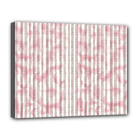 A Pink And White Striped Background Canvas 14  X 11  (stretched)