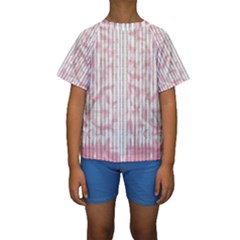 A Pink And White Striped Background Kids  Short Sleeve Swimwear by catchydesignhill