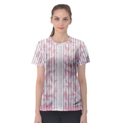 A Pink And White Striped Background Women s Sport Mesh T-shirt