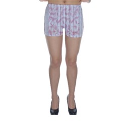 A Pink And White Striped Background Skinny Shorts