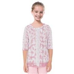 A Pink And White Striped Background Kids  Quarter Sleeve Raglan T-shirt