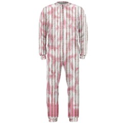 A Pink And White Striped Background Onepiece Jumpsuit (men)