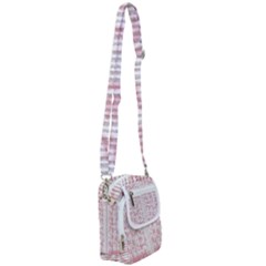 A Pink And White Striped Background Shoulder Strap Belt Bag