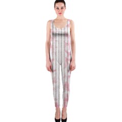 A Pink And White Striped Background One Piece Catsuit