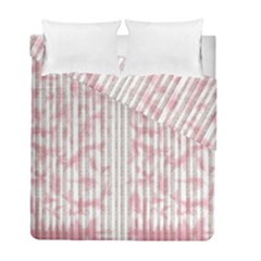 A Pink And White Striped Background Duvet Cover Double Side (full/ Double Size)