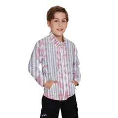 A Pink And White Striped Background Kids  Windbreaker