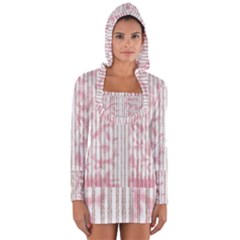 A Pink And White Striped Background Long Sleeve Hooded T-shirt