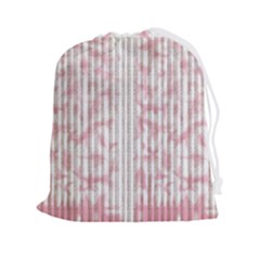 A Pink And White Striped Background Drawstring Pouch (2xl)