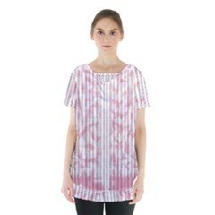 A Pink And White Striped Background Skirt Hem Sports Top