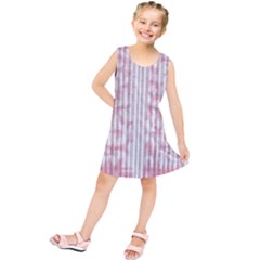 A Pink And White Striped Background Kids  Tunic Dress