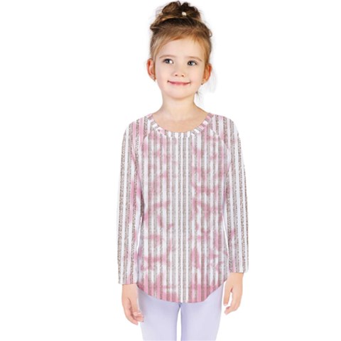 A Pink And White Striped Background Kids  Long Sleeve T-shirt by catchydesignhill