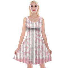 A Pink And White Striped Background Reversible Velvet Sleeveless Dress