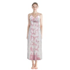 A Pink And White Striped Background Button Up Chiffon Maxi Dress