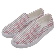 A Pink And White Striped Background Men s Canvas Slip Ons