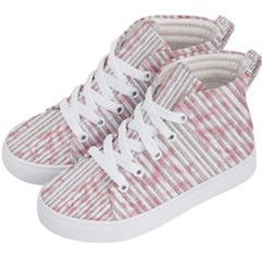 A Pink And White Striped Background Kids  Hi-top Skate Sneakers