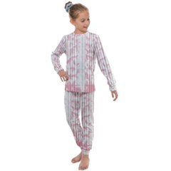 A Pink And White Striped Background Kids  Long Sleeve Set 